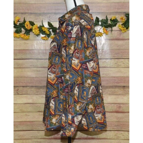 Vintage Eagle River Traders Ladies 16 Brown Print Long Sleeve Button Front Shirt - Picture 4 of 10